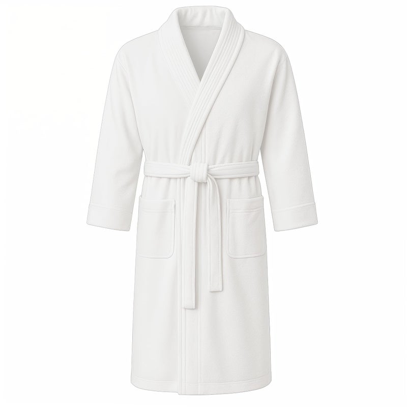 Jmr Usa Inc. Unisex 100% Cotton Terry Cloth Bathrobe â€“ Ideal Robe for Men & Women at Home, Spa, Hotel, Sauna, Pool, Bath & Shower - White - Image 1